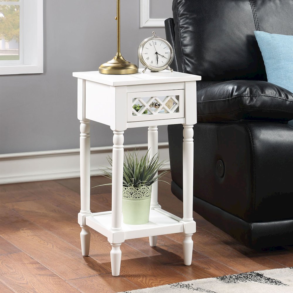French Country Khloe Deluxe 1 Drawer Accent Table with Shelf. Picture 2