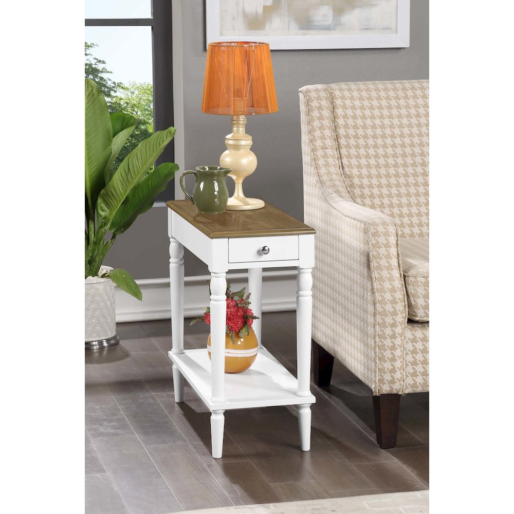 French Country No Tools Chairside End Table with Shelf. Picture 2