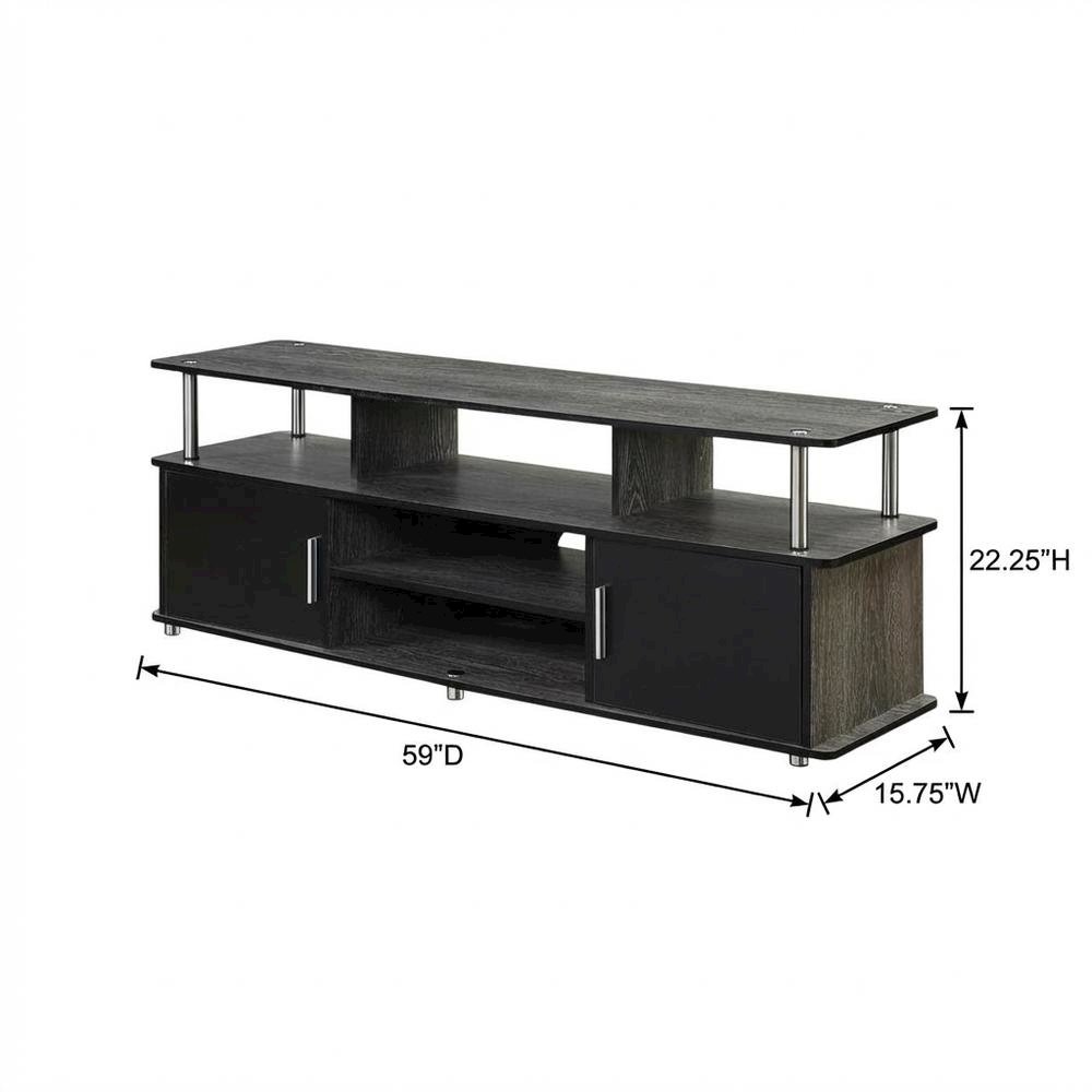 Weathered Gray/Black TV Stand with Melamine Veneer and Sturdy Construction. Picture 7