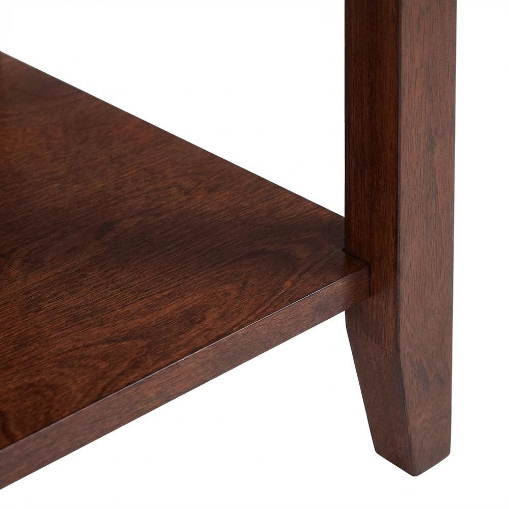 Rectangular Coffee Table with Shelf in Brown MDF and Rubberwood Legs. Picture 6