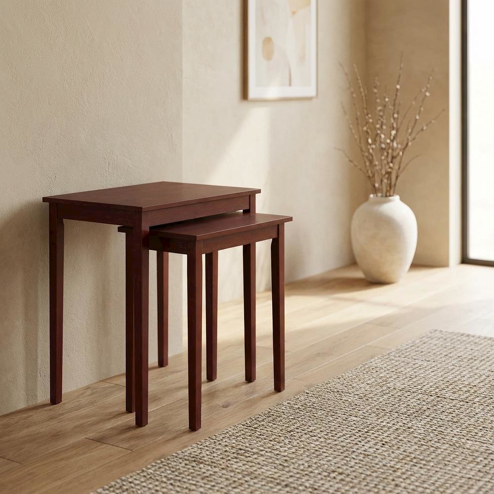 Wood Finish End Tables with Storage Shelves for Living Room and Bedroom. Picture 2