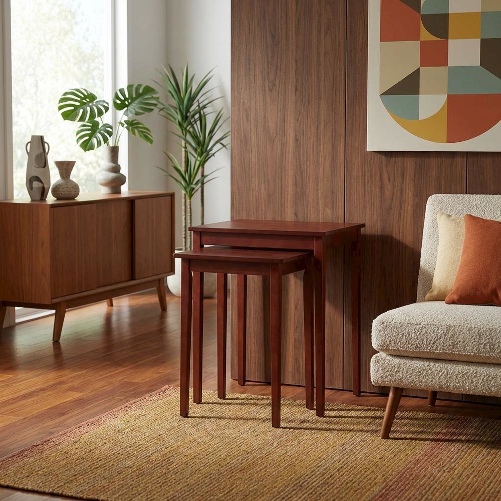 Wood Finish End Tables with Storage Shelves for Living Room and Bedroom. Picture 3