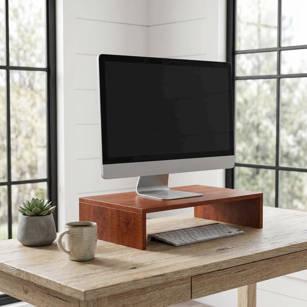 Cherry TV/Monitor Riser for Small Screens up to 26 Inches with Melamine Veneer. Picture 2