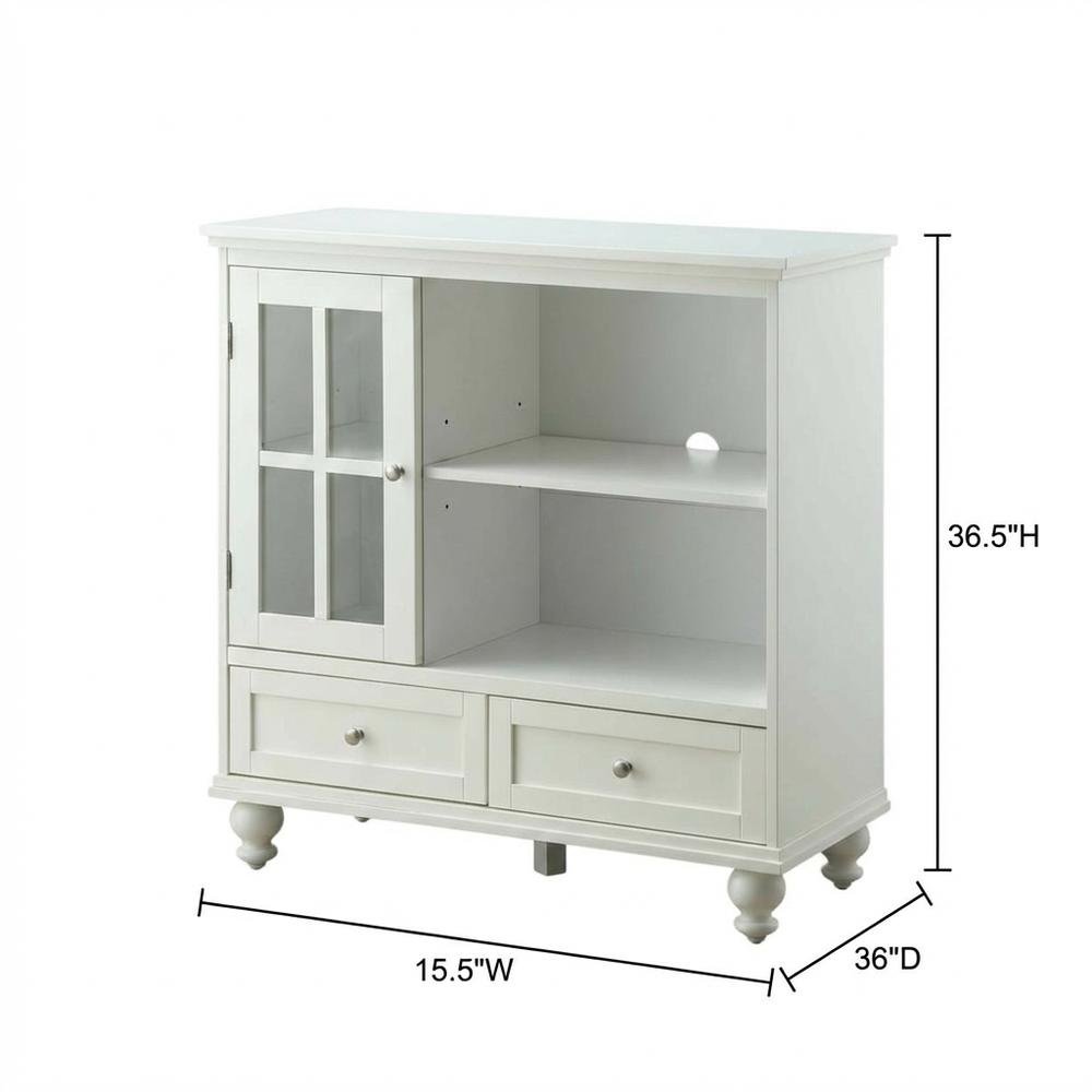 White Solid Wood Pine TV Stand with Ash Veneer and Tempered Glass accents. Picture 7