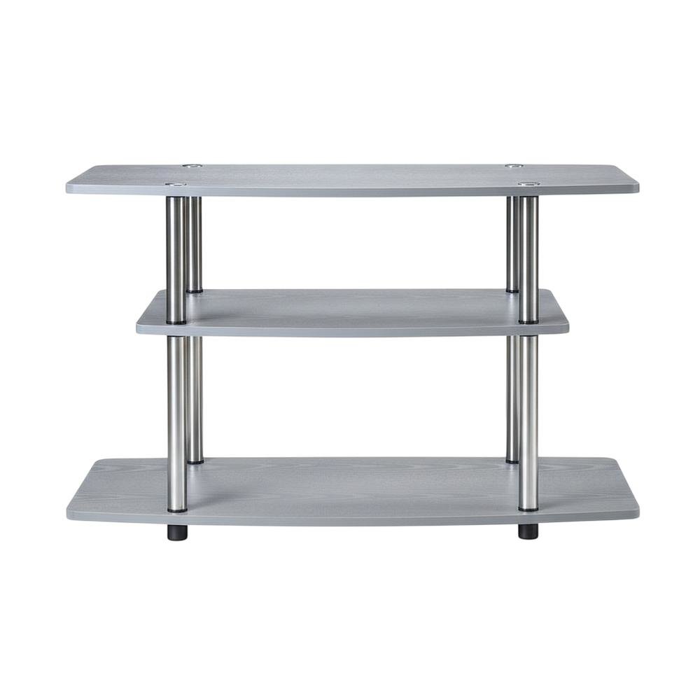Gray No Tools 3-Tier TV Stand for TVs up to 37 inches, Transitional style. Picture 4