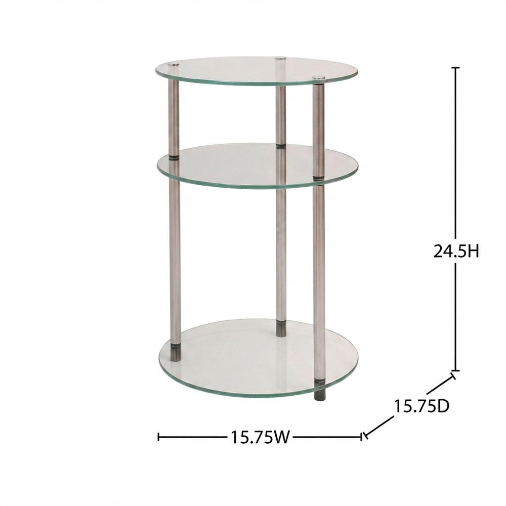 Round Glass Accent Table with 3 Tiers for Living Room and Lounge Spaces. Picture 7