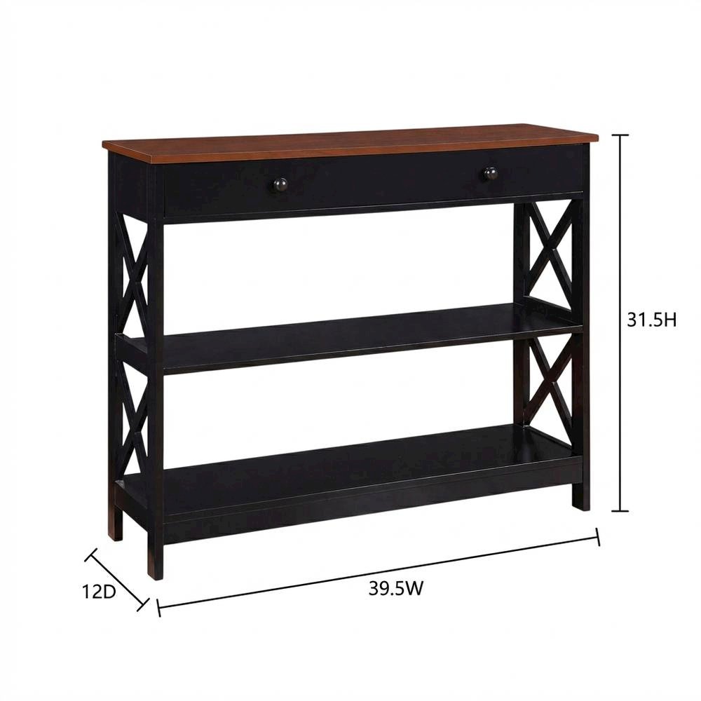 Wooden 1-Drawer Console Table with Shelves and Modern Design. Picture 7