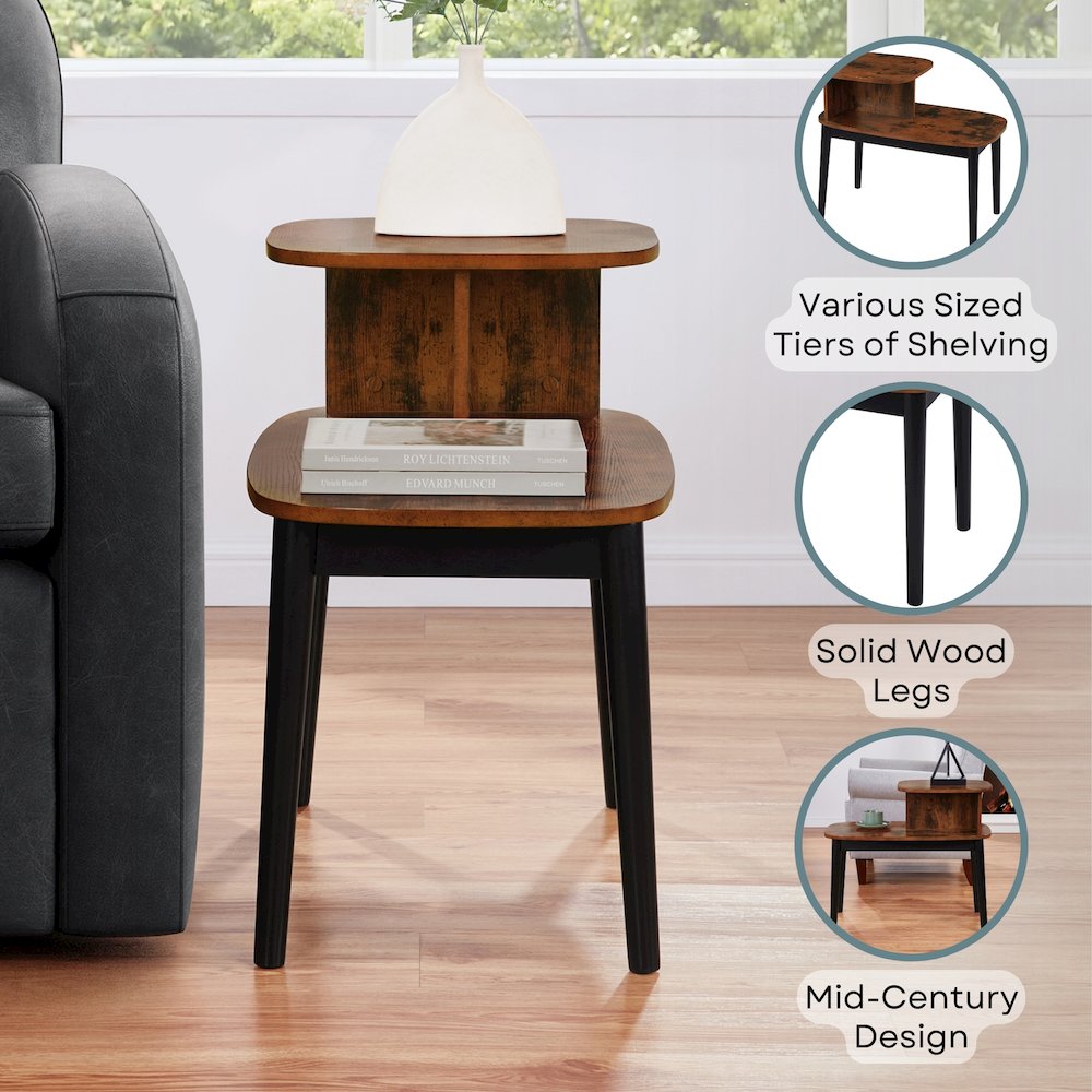 Maxwell Mid Century 2 Tier Chairside End Table. Picture 4