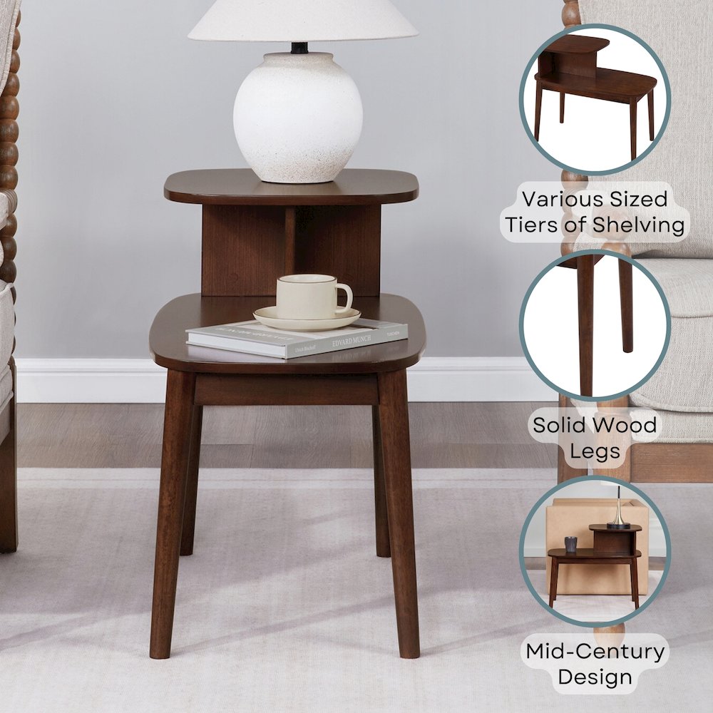 Maxwell Mid Century 2 Tier Chairside End Table. Picture 4
