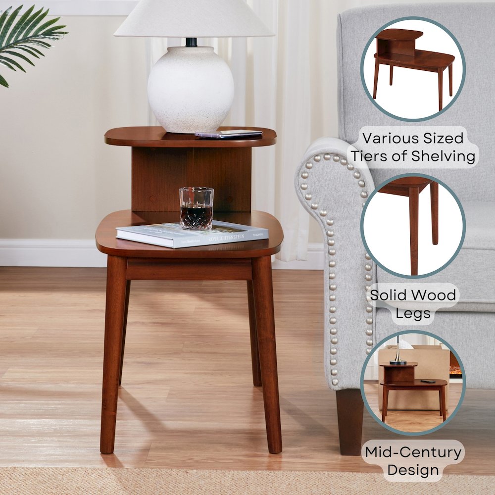 Maxwell Mid Century 2 Tier Chairside End Table. Picture 4