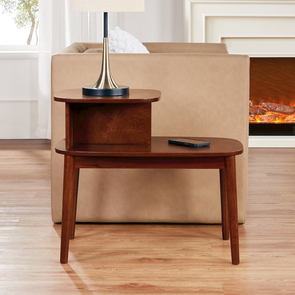 Maxwell Mid Century 2 Tier Chairside End Table. Picture 2
