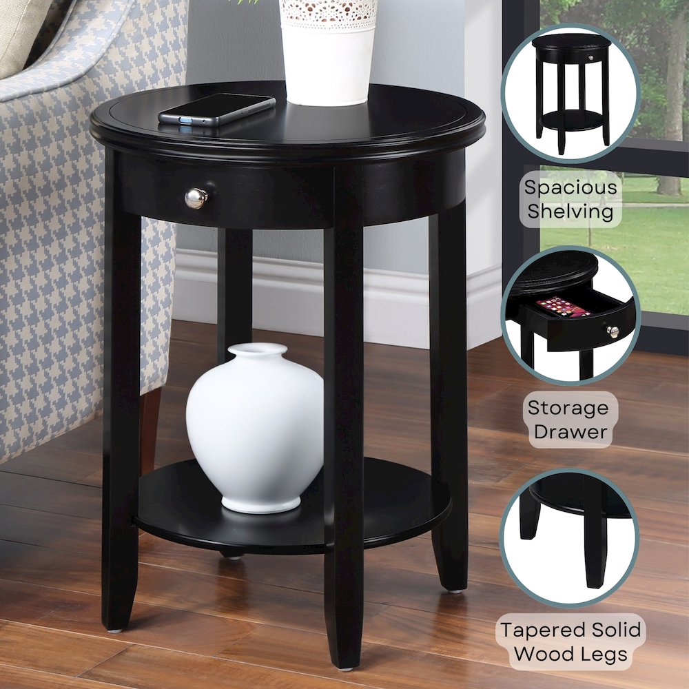 American Heritage Baldwin 1 Drawer End Table with Shelf. Picture 4