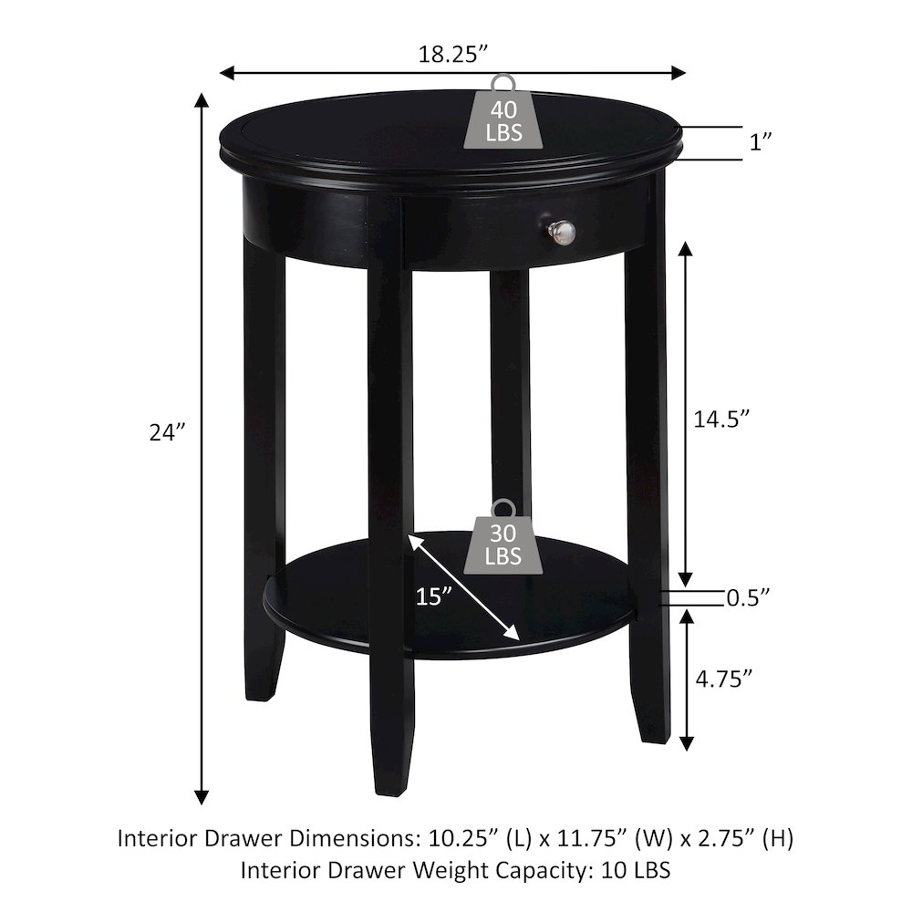 American Heritage Baldwin 1 Drawer End Table with Shelf. Picture 5