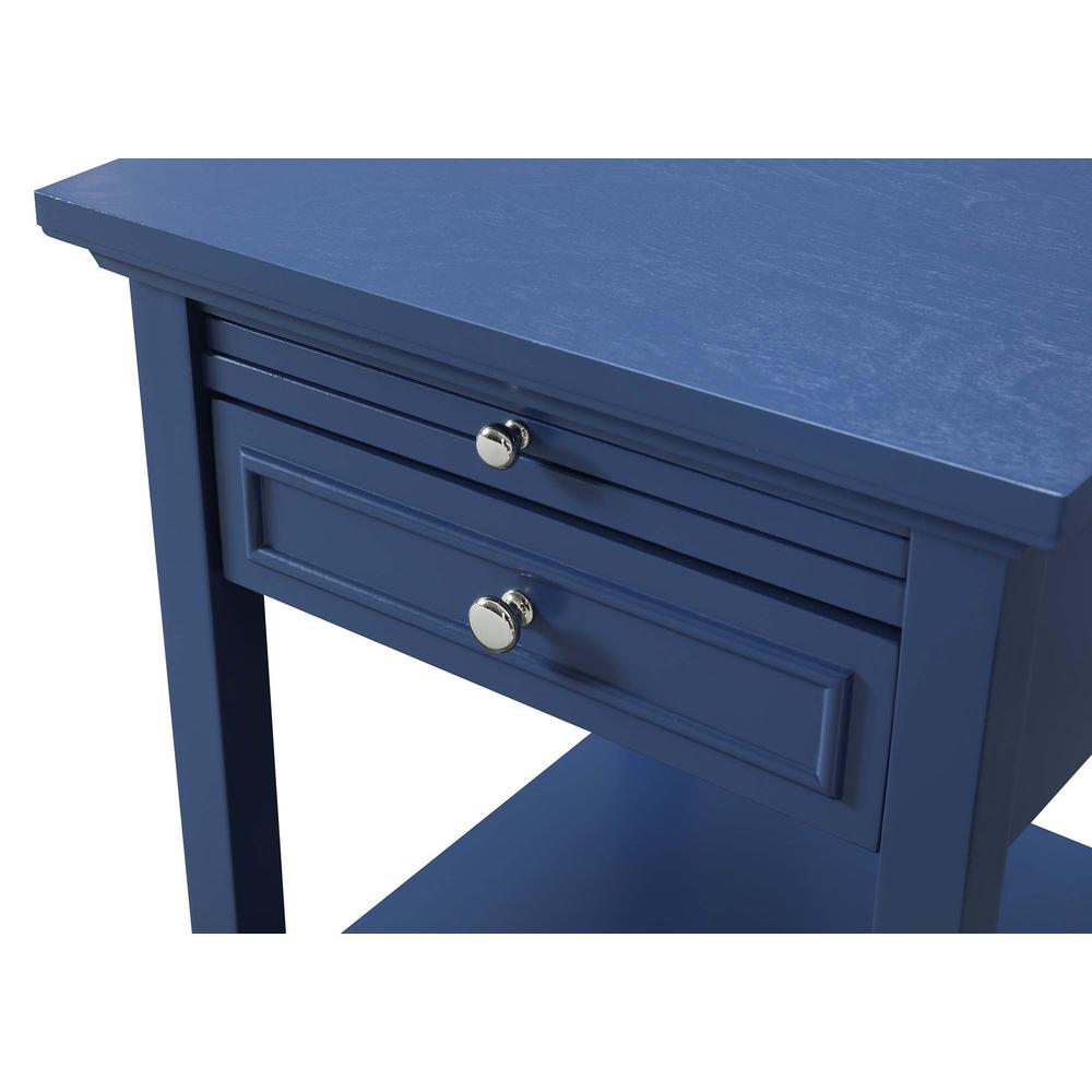 American Heritage Logan 1 Drawer End Table with Pull-Out Shelf, Cobalt Blue. Picture 2
