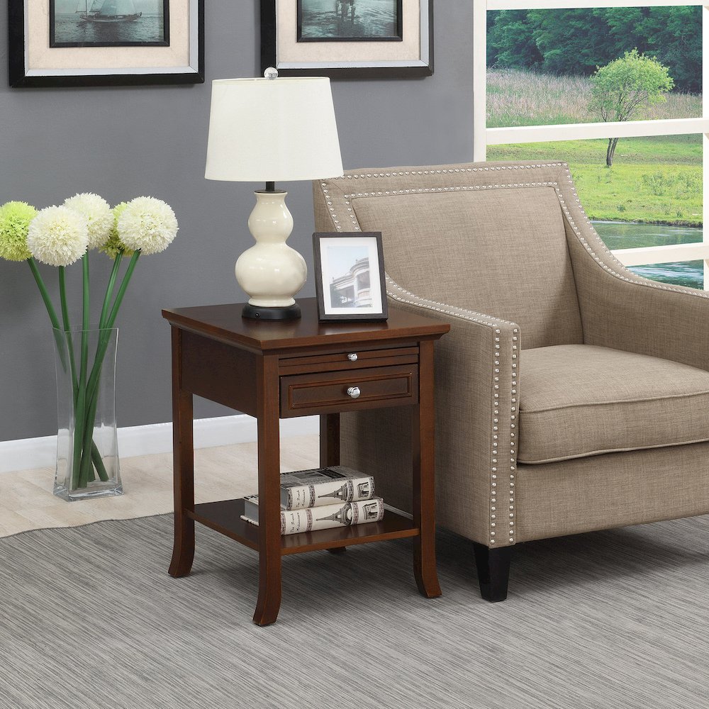 American Heritage Logan End Table with Drawer and Slide. Picture 2