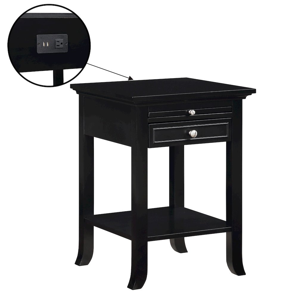 1 Drawer End Table with Charging Station and Pull-Out Shelf. Picture 1