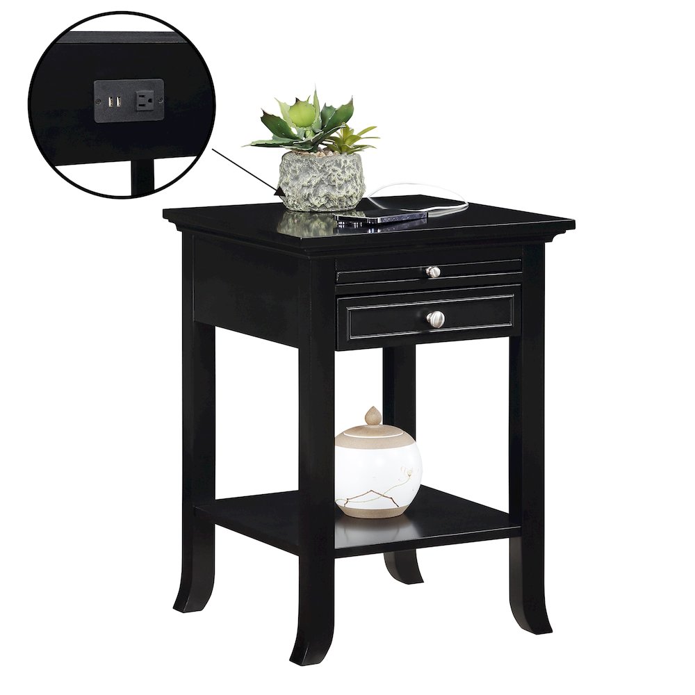 1 Drawer End Table with Charging Station and Pull-Out Shelf. Picture 3