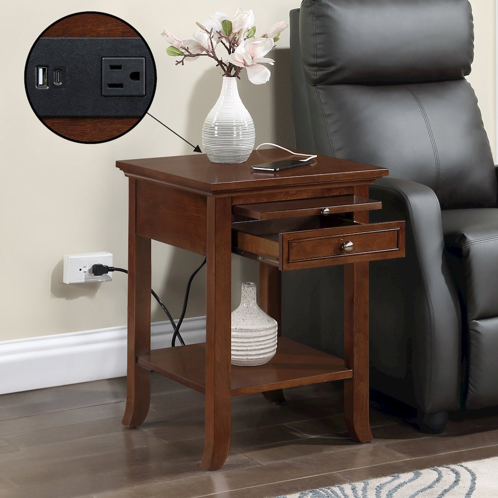 1 Drawer End Table with Charging Station and Pull-Out Shelf. Picture 2