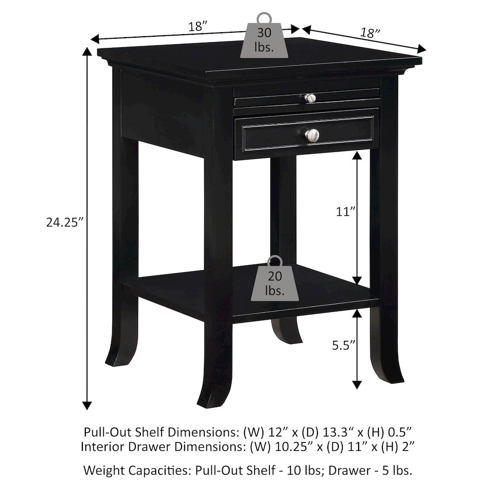 1 Drawer End Table with Charging Station and Pull-Out Shelf. Picture 6