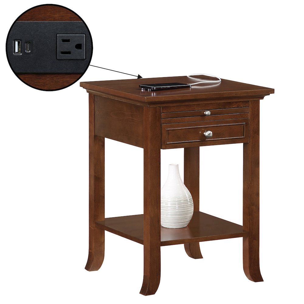 1 Drawer End Table with Charging Station and Pull-Out Shelf. Picture 3