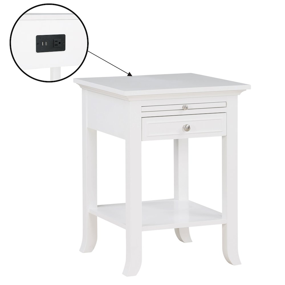 1 Drawer End Table with Charging Station and Pull-Out Shelf. Picture 1