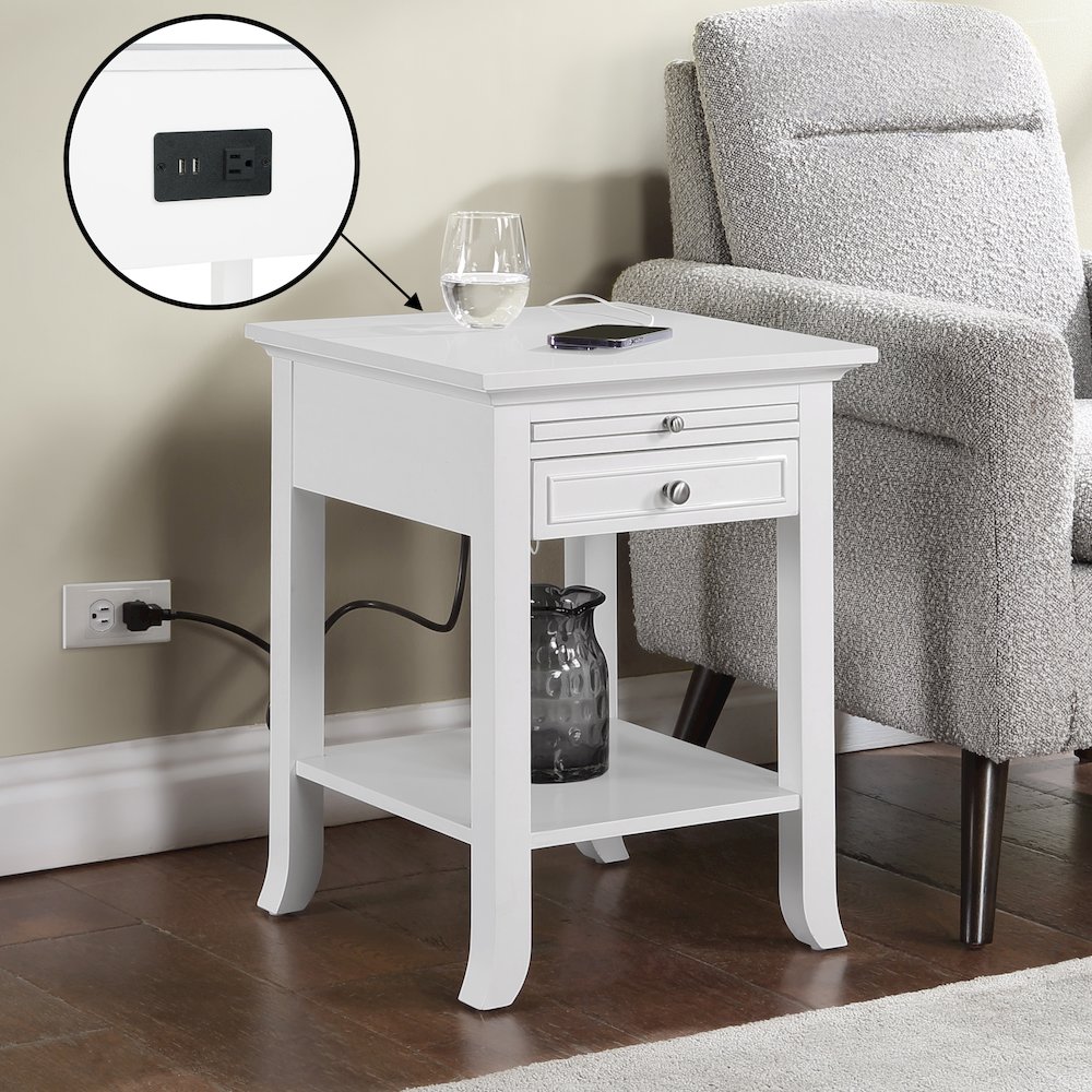 1 Drawer End Table with Charging Station and Pull-Out Shelf. Picture 2