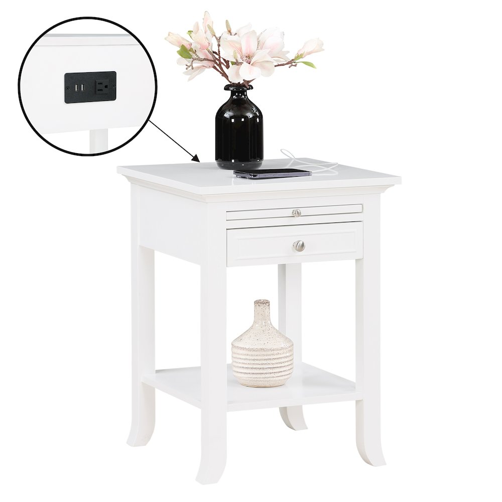 1 Drawer End Table with Charging Station and Pull-Out Shelf. Picture 3