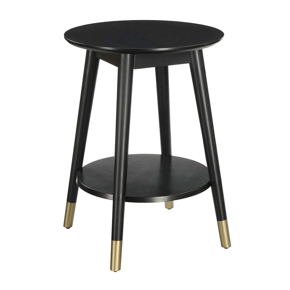 Wilson Mid Century Round End Table with Bottom Shelf. Picture 1