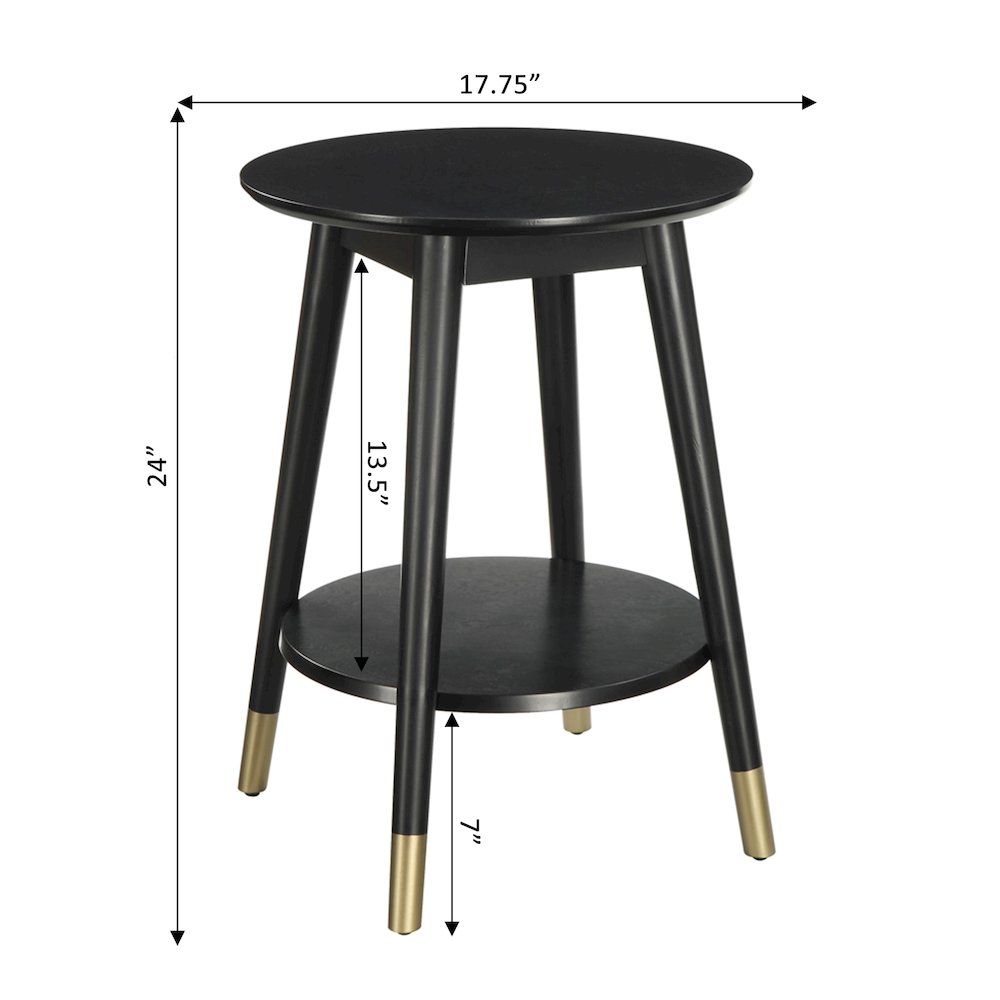Wilson Mid Century Round End Table with Bottom Shelf. Picture 5