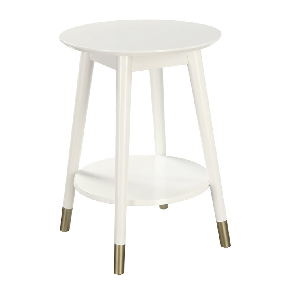 Wilson Mid Century Round End Table with Bottom Shelf. Picture 1