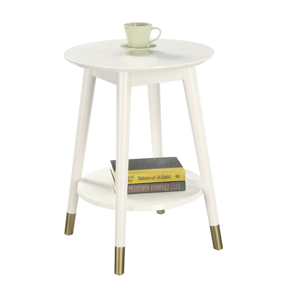 Wilson Mid Century Round End Table with Bottom Shelf. Picture 3