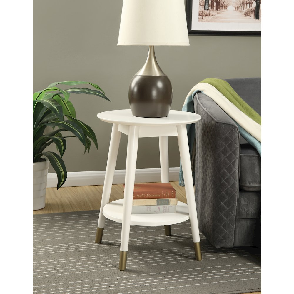 Wilson Mid Century Round End Table with Bottom Shelf. Picture 2