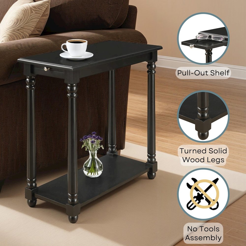 French Country Regent Chairside End Table with Pull-Out Shelf. Picture 4
