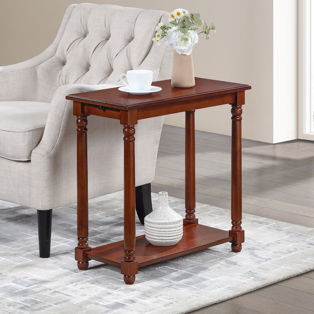 French Country Regent Chairside End Table with Pull-Out Shelf. Picture 2