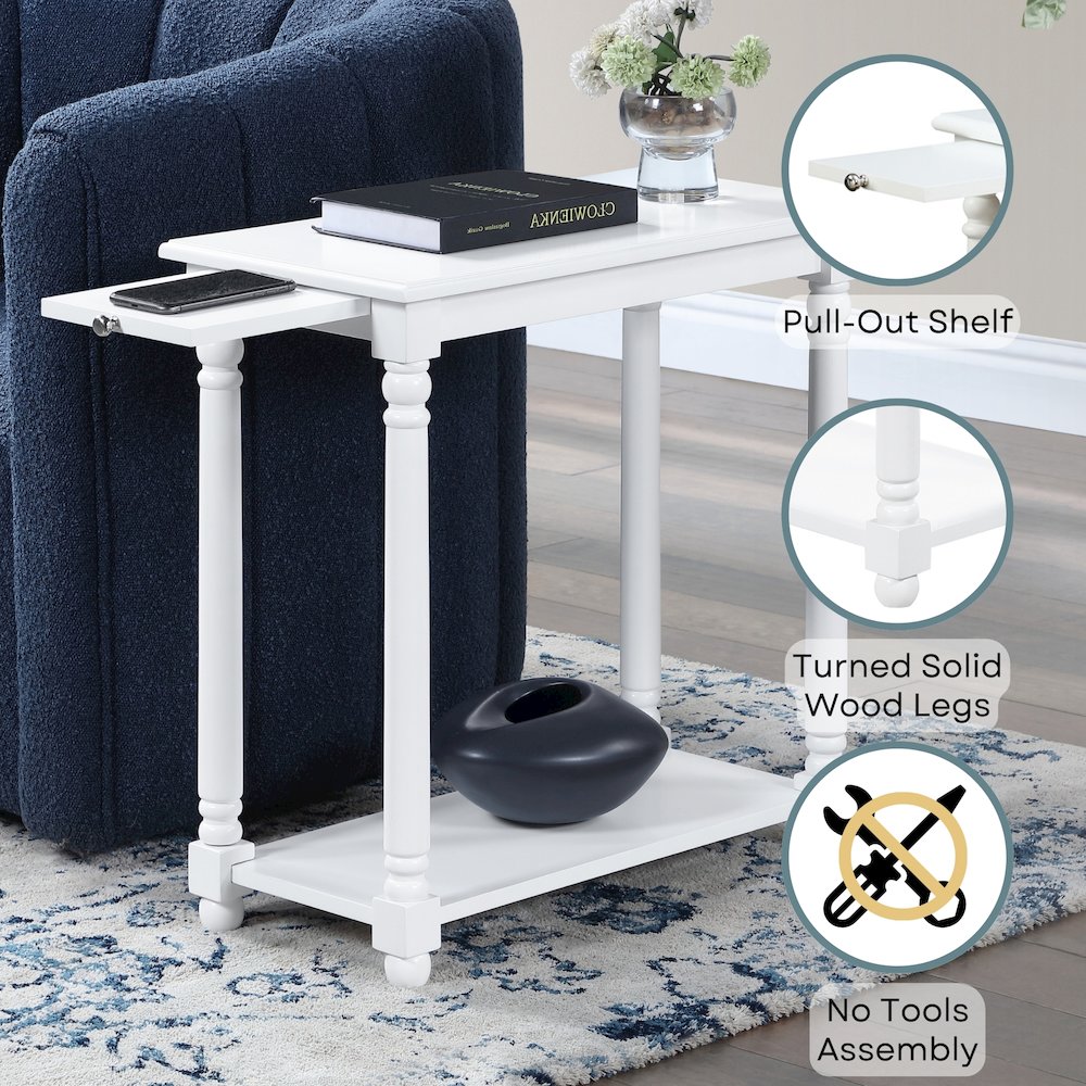 French Country Regent Chairside End Table with Pull-Out Shelf. Picture 3