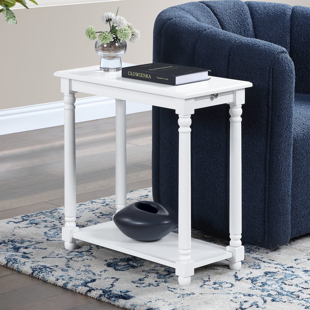 French Country Regent Chairside End Table with Pull-Out Shelf. Picture 2
