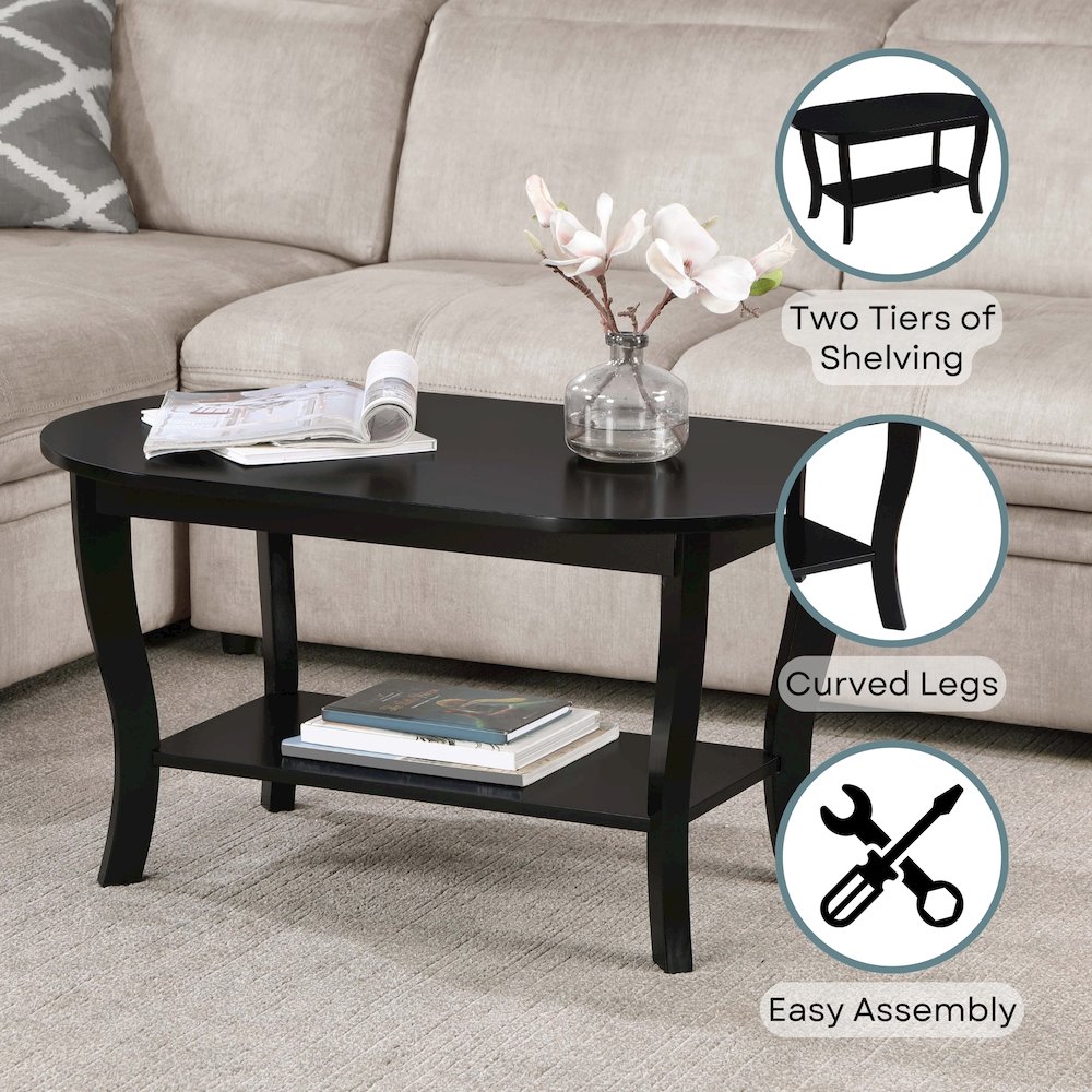 American Heritage Oval Coffee Table with Shelf. Picture 4