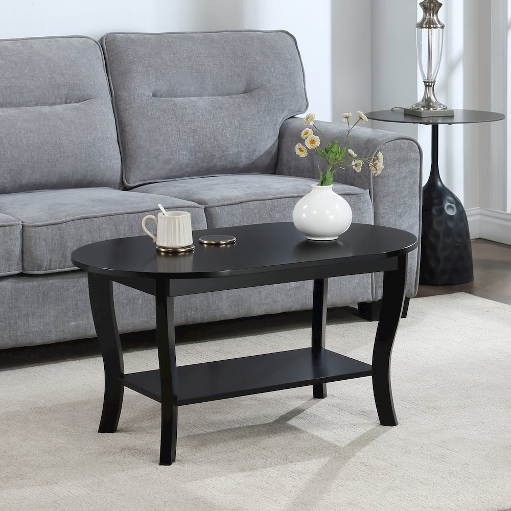 American Heritage Oval Coffee Table with Shelf. Picture 2