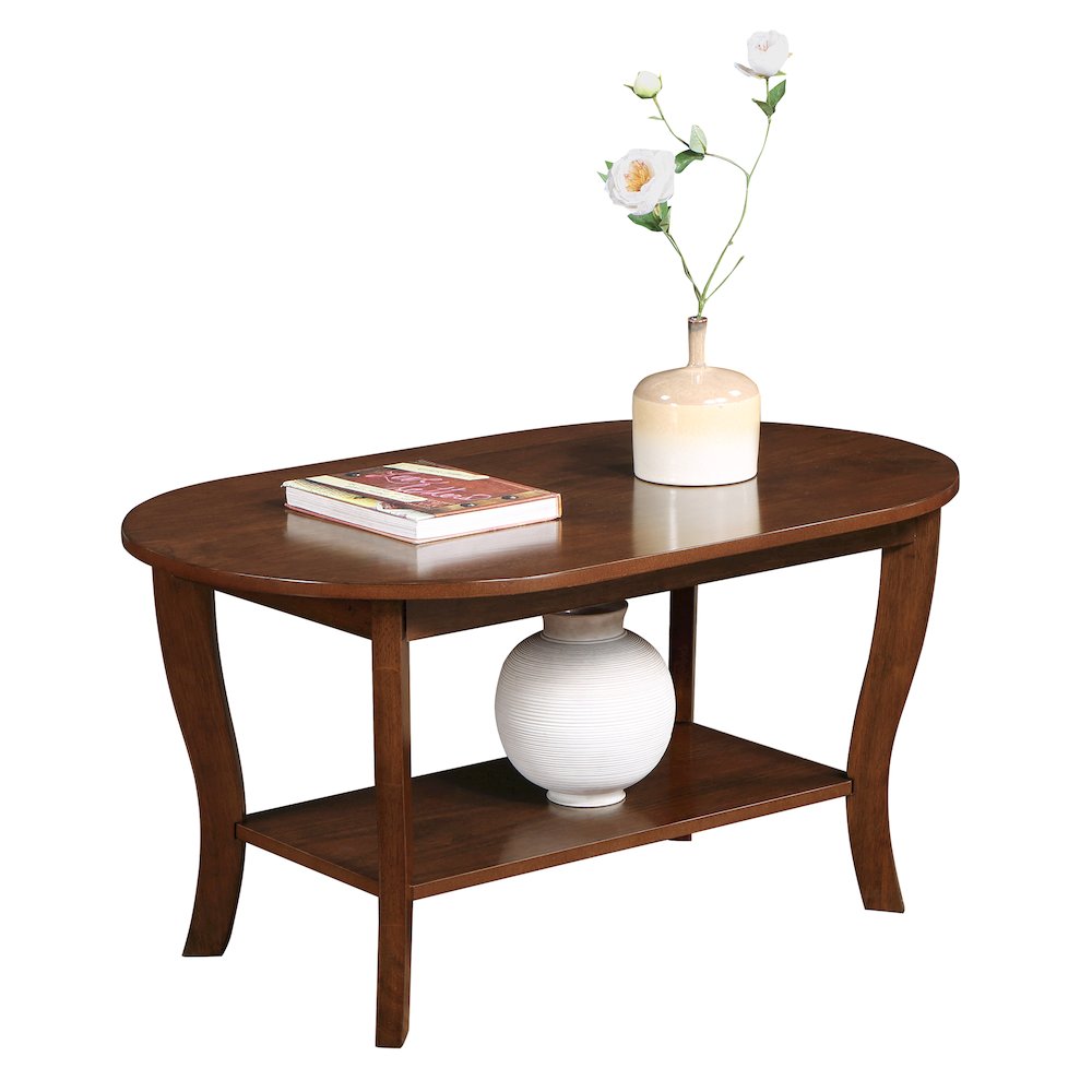 American Heritage Oval Coffee Table with Shelf. Picture 3