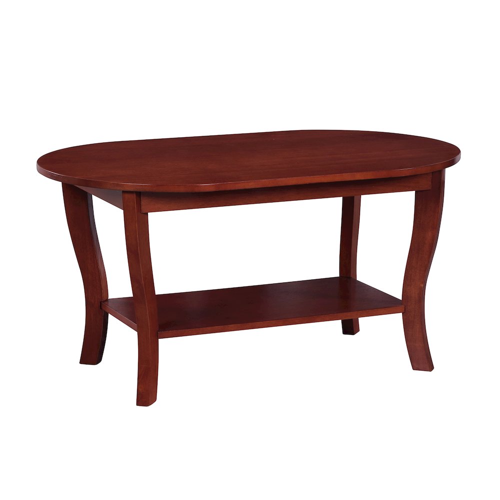 American Heritage Oval Coffee Table with Shelf. Picture 1
