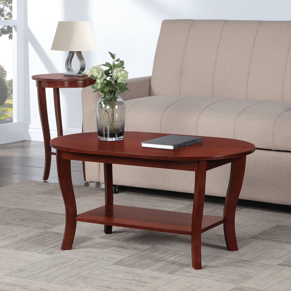 American Heritage Oval Coffee Table with Shelf. Picture 4