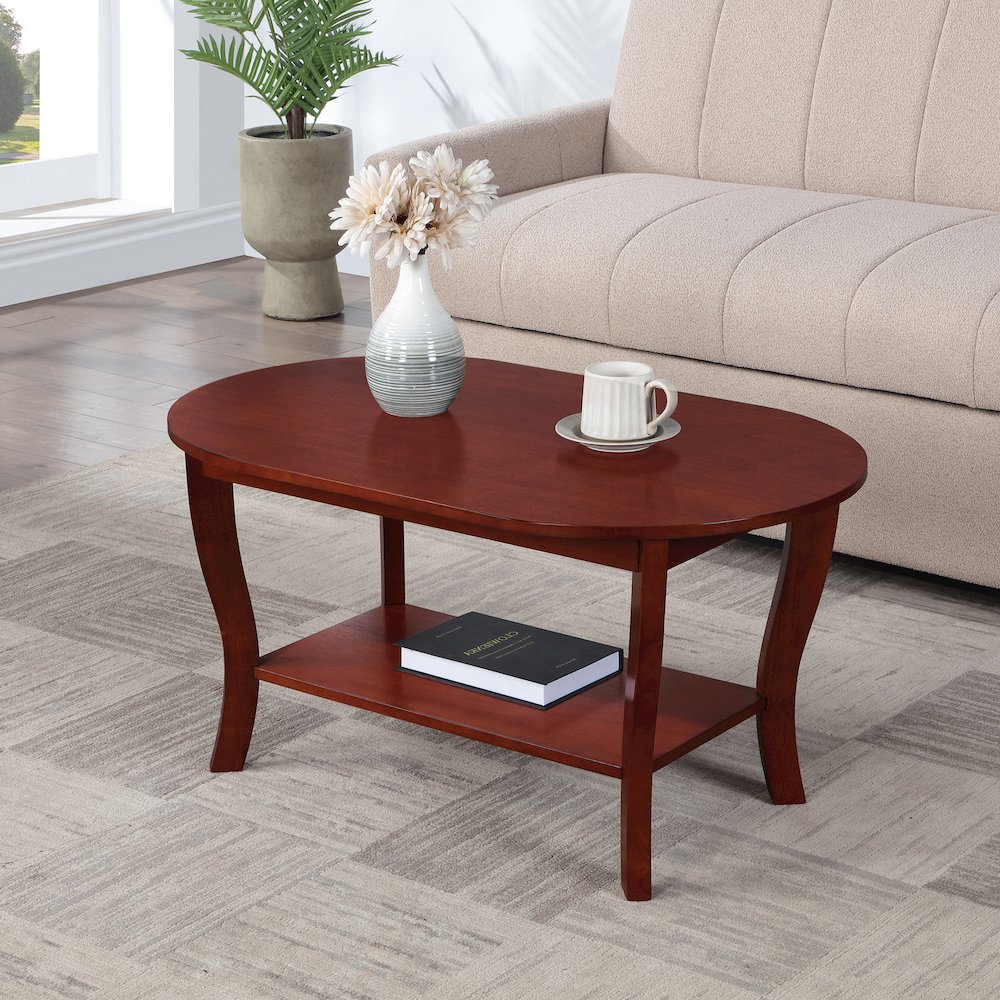 American Heritage Oval Coffee Table with Shelf. Picture 2