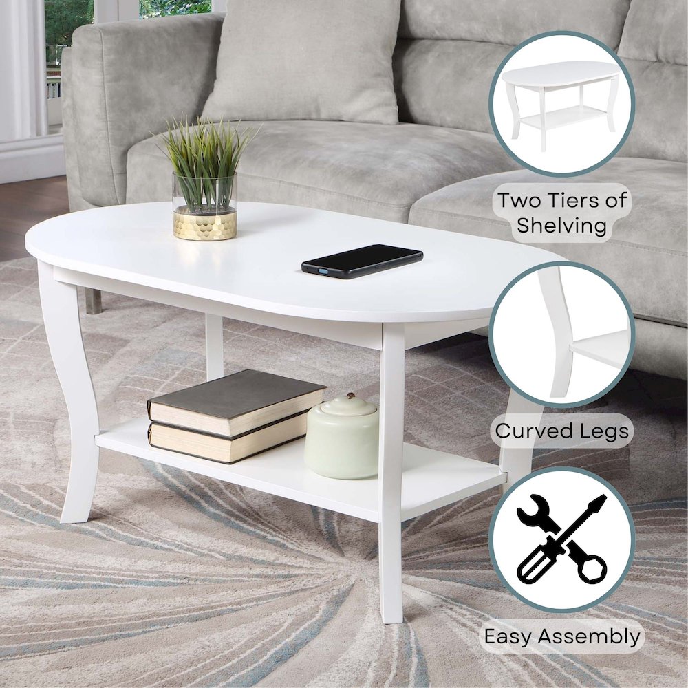 American Heritage Oval Coffee Table with Shelf. Picture 4