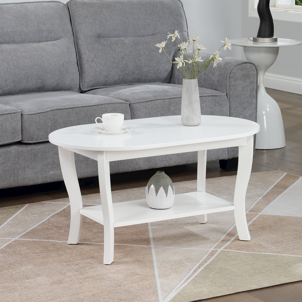 American Heritage Oval Coffee Table with Shelf. Picture 2