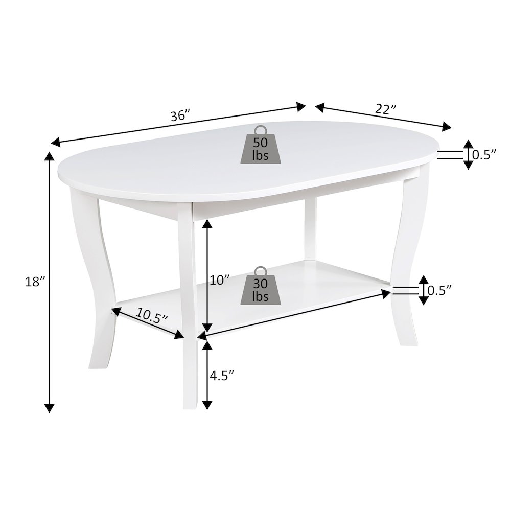 American Heritage Oval Coffee Table with Shelf. Picture 5