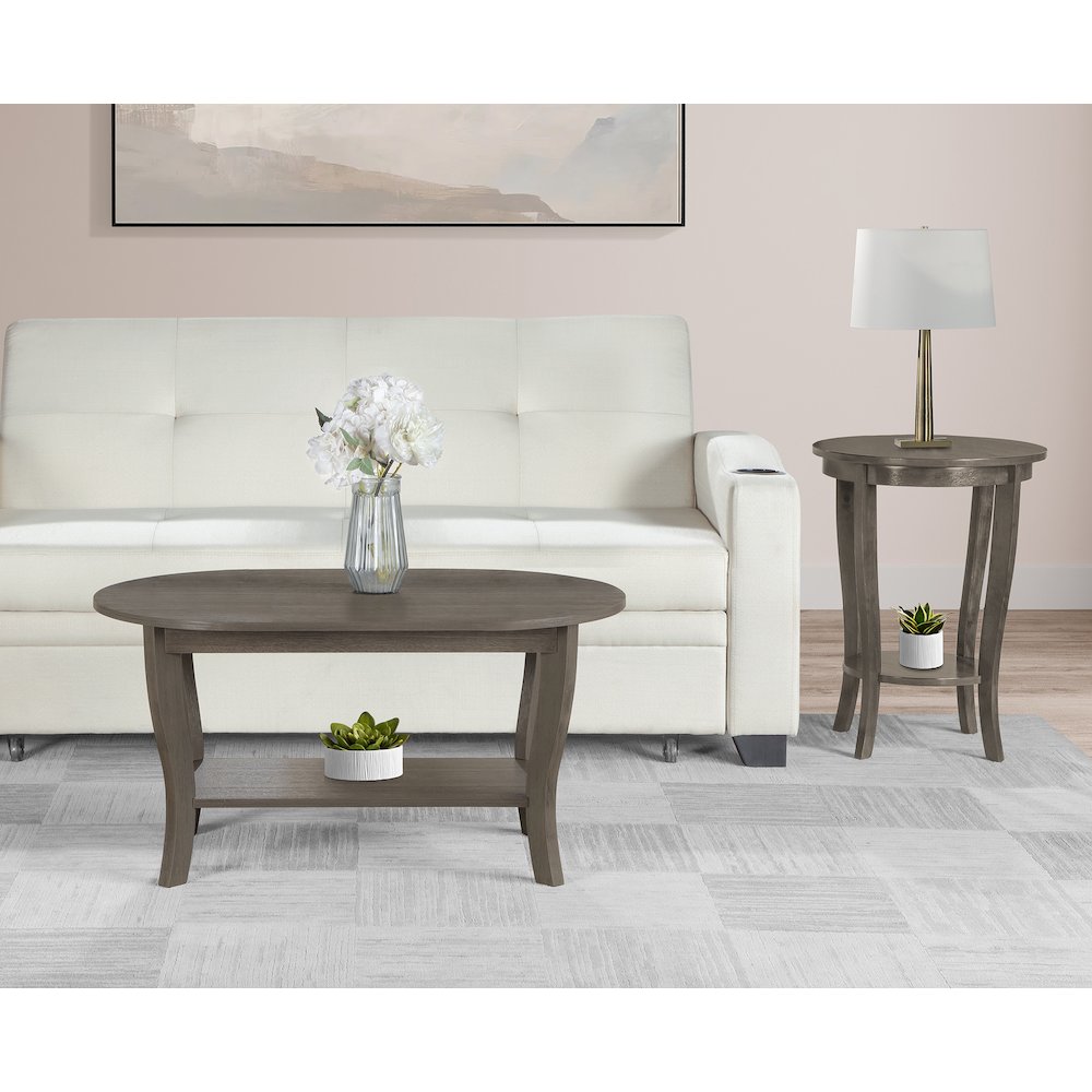 American Heritage Oval Coffee Table with Shelf. Picture 4