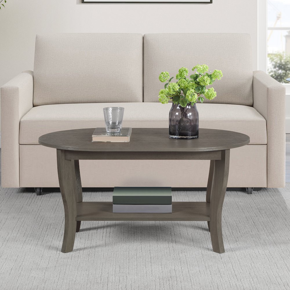 American Heritage Oval Coffee Table with Shelf. Picture 2