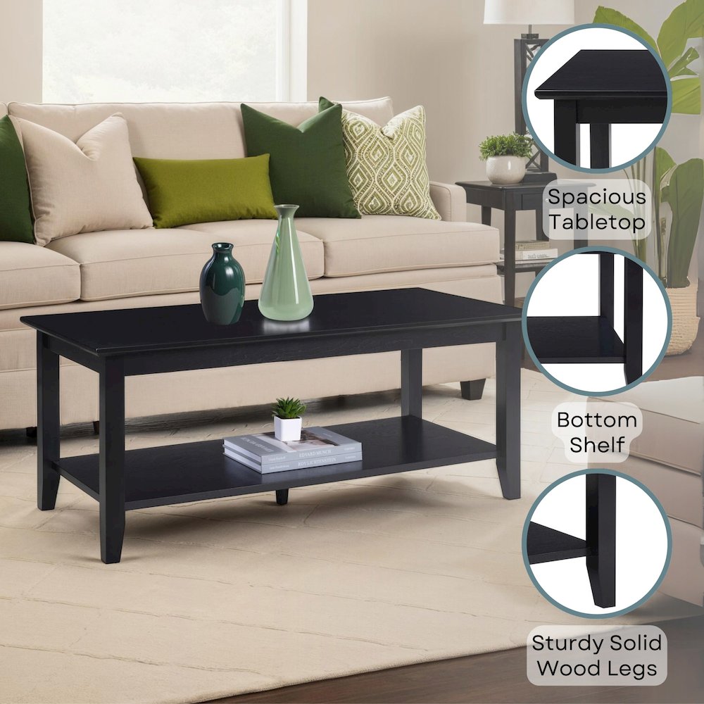 American Heritage Rectangle Coffee Table with Shelf. Picture 4
