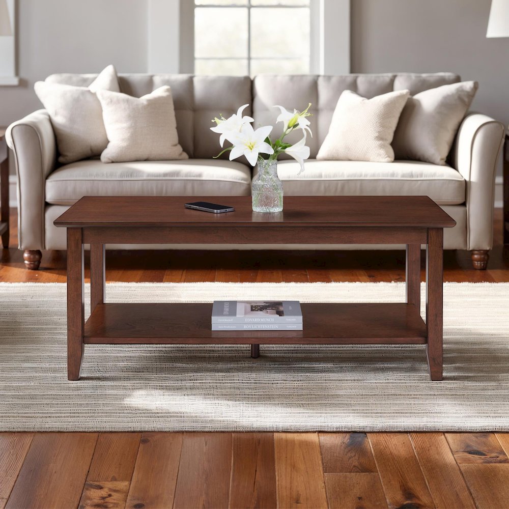 American Heritage Rectangle Coffee Table with Shelf. Picture 2