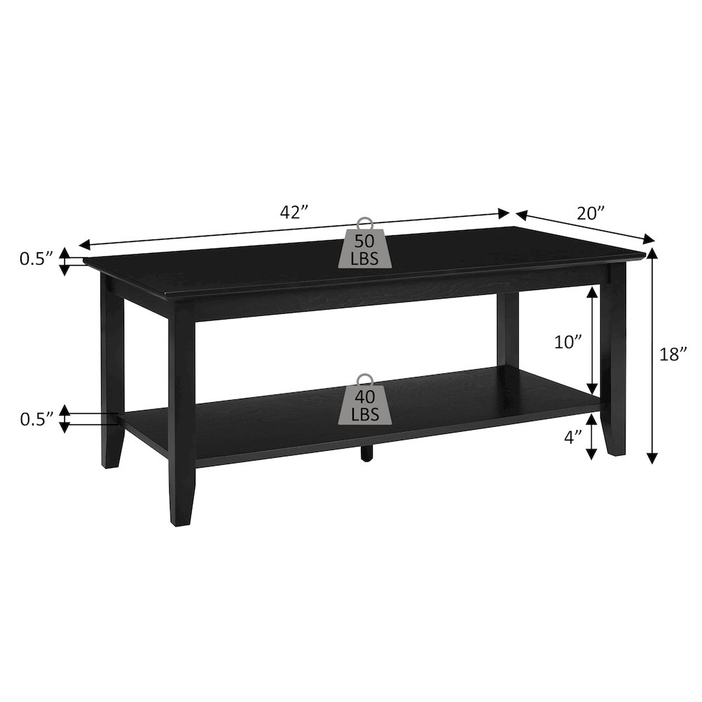 American Heritage Rectangle Coffee Table with Shelf. Picture 5